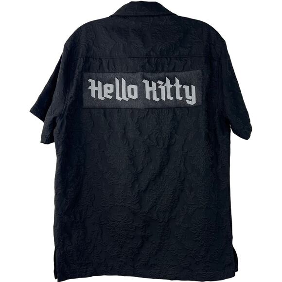Hello Kitty 50th Anniversary Forever21 Black Y2K Pop Shirt Button Down Size S - Picture 2 of 14